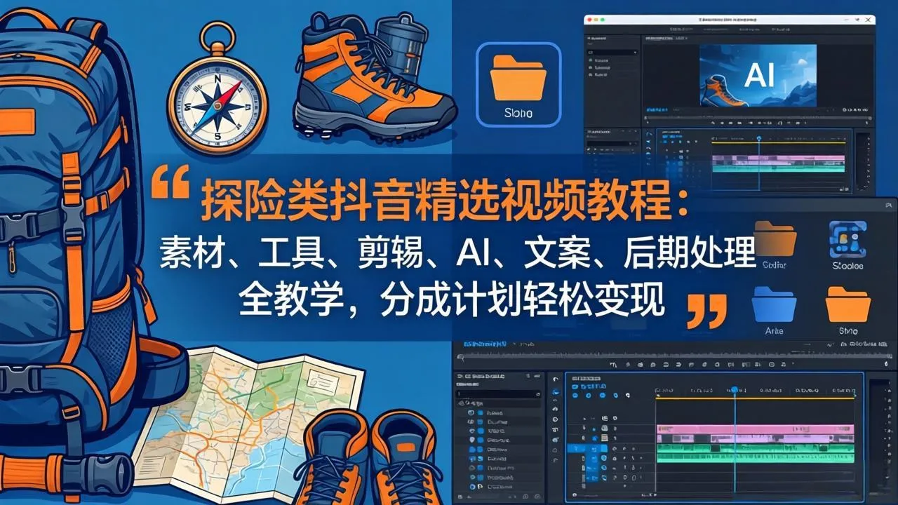 探险类抖音精选视频教程：素材、工具、剪辑、AI、文案、后期处理全教学，分成计划轻松变现_抖汇吧