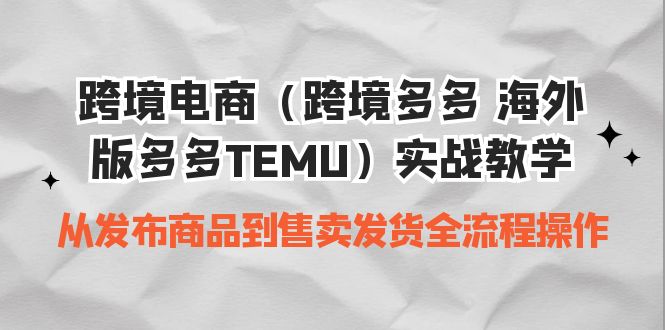 跨境电商（跨境多多 海外版多多TEMU）实操教学 从发布商品到售卖发货全流程_抖汇吧
