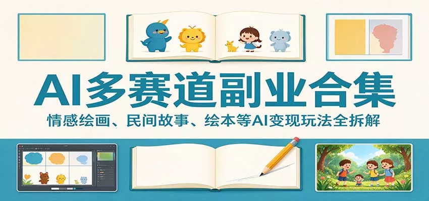 AI多赛道副业合集：情感绘画、民间故事、绘本等AI变现玩法全拆解_抖汇吧