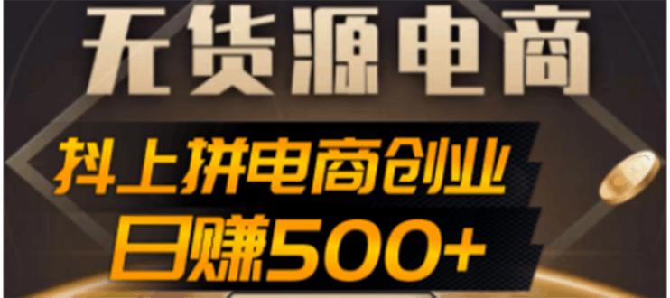 抖上拼无货源电商创业项目、外面收费12800，日赚500+的案例解析参考_抖汇吧