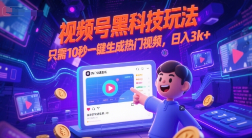视频号黑科技玩法，只需10秒一键生成热门视频，日入3k+【揭秘】_抖汇吧