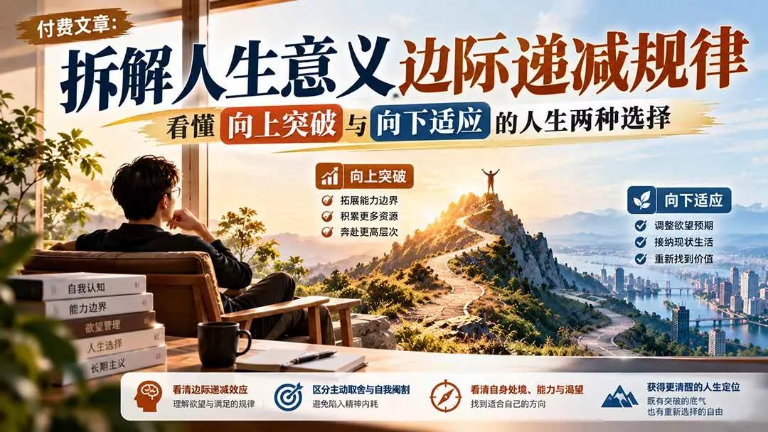 （21233期）付费文章：拆解人生意义边际递减规律，看懂向上突破与向下适应的人生两种选择_抖汇吧
