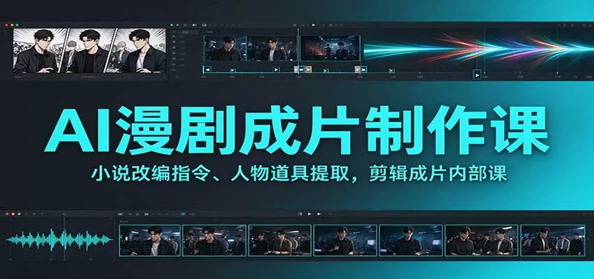 AI漫剧成片制作课：小说改编指令、人物道具提取，剪辑成片全流程_抖汇吧