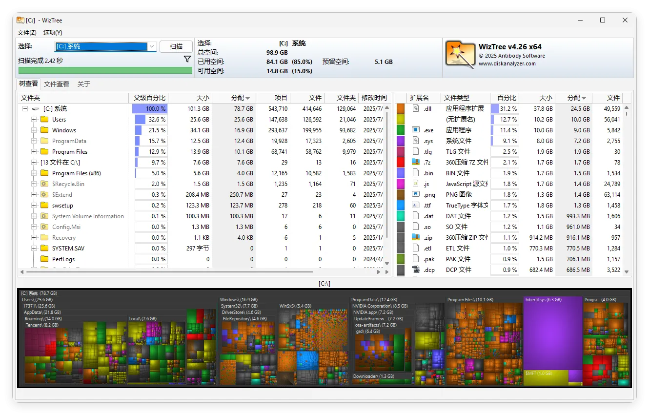 WizTree磁盘分析工具v4.30便携版_抖汇吧
