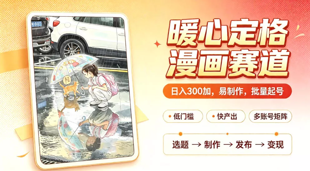 暖心定格漫画赛道，日入300、易制作，批量起号，详细拆解，全程无废话_抖汇吧