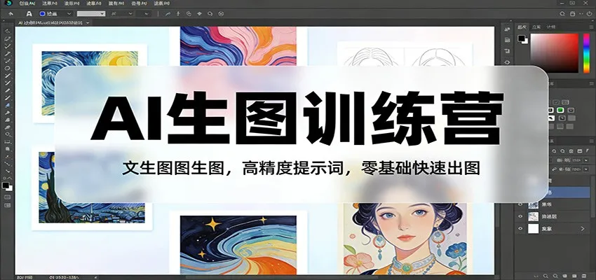 AI生图训练营：文生图图生图，高精度提示词，零基础快速出图_抖汇吧