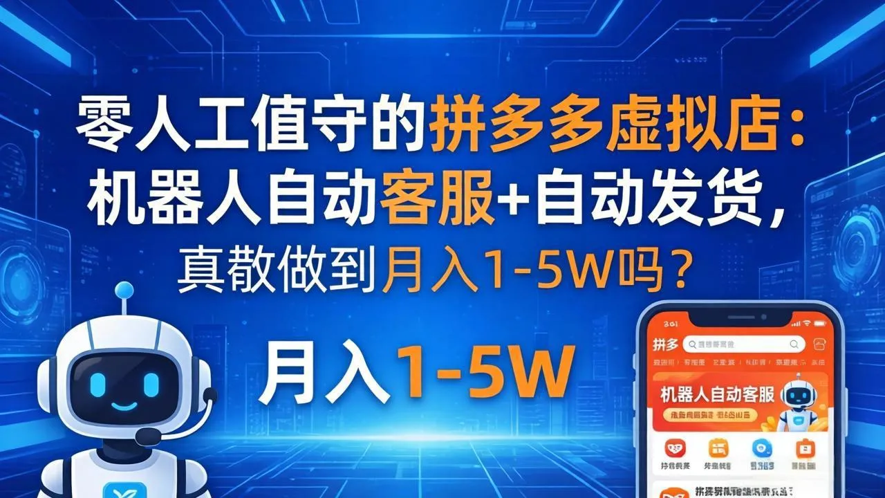 零人工值守的拼多多虚拟店：机器人自动客服+ 自动发货，真能做到月入 1-5W 吗？_抖汇吧