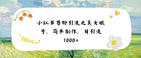 小红书男粉引流项目之美女账号6，简单制作，条条爆款原创，不违规_抖汇吧