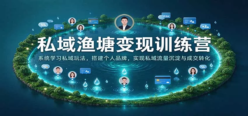 私域渔塘变现训练营：系统学习私域玩法，搭建个人品牌，实现私域流量沉淀与成交转化_抖汇吧