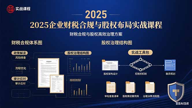 2025企业财税合规与股权布局的实战课程：财税合规与股权高效治理方案_抖汇吧