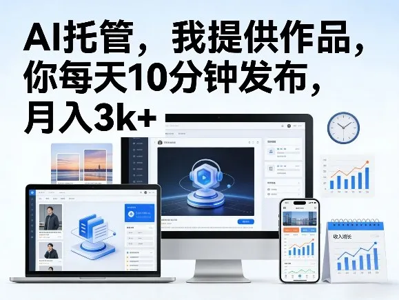 公众号AI托管，我提供作品，你每天10分钟发布，月入3k+【揭秘】_抖汇吧