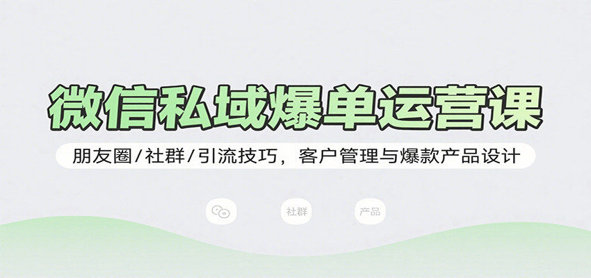 微信私域爆单运营课：朋友圈/社群/引流技巧，客户管理与爆款产品设计_抖汇吧