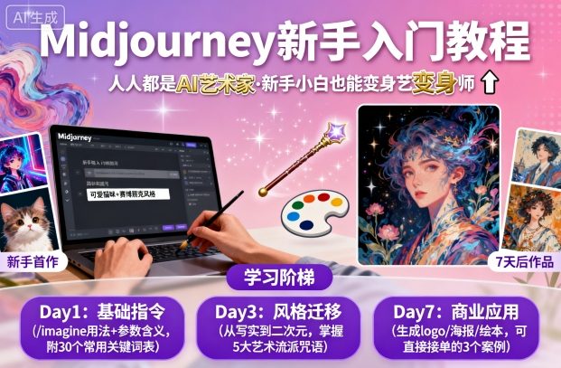 midjourney新手入门教程：人人都是AI艺术家，新手小白也能变身艺术大师_抖汇吧