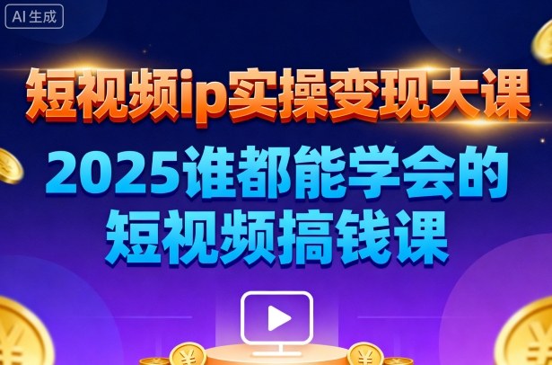 短视频ip实操变现大课，7月26-27日广州站线下课，2025谁都能学会的短视频搞钱课_抖汇吧