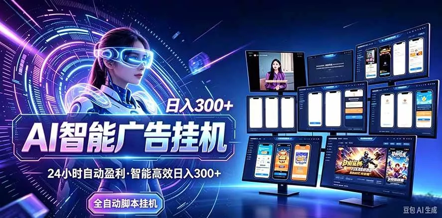 （20900期）24小时AI广告挂机｜在家就能做的被动副业_抖汇吧