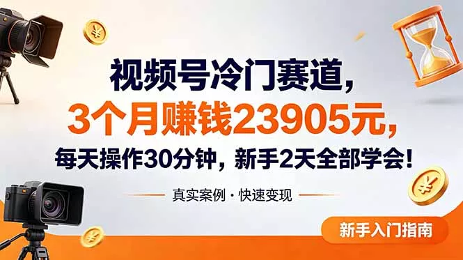 视频号冷门赛道，3个月变现23905元，新手2天学会 每天操作30分钟！_抖汇吧