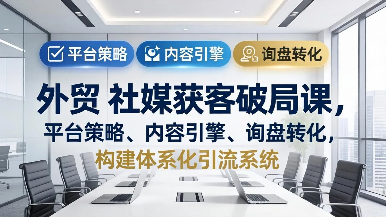 外贸 社媒获客破局课，平台策略、内容引擎、询盘转化，构建体系化引流系统(更新26年3月_抖汇吧