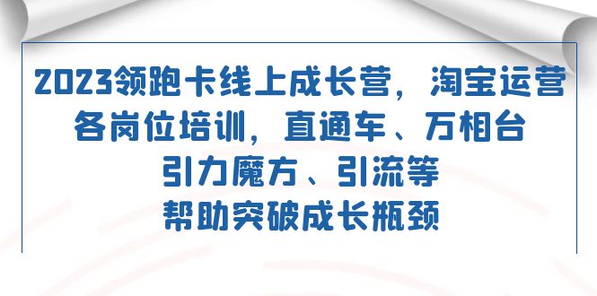 2023领跑·卡 线上成长营 淘宝运营各岗位培训 直通车 万相台 引力魔方 引流_抖汇吧