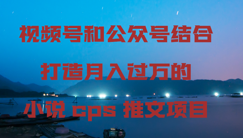 视频号和公众号结合打造月入过万的小说cps推文项目_抖汇吧