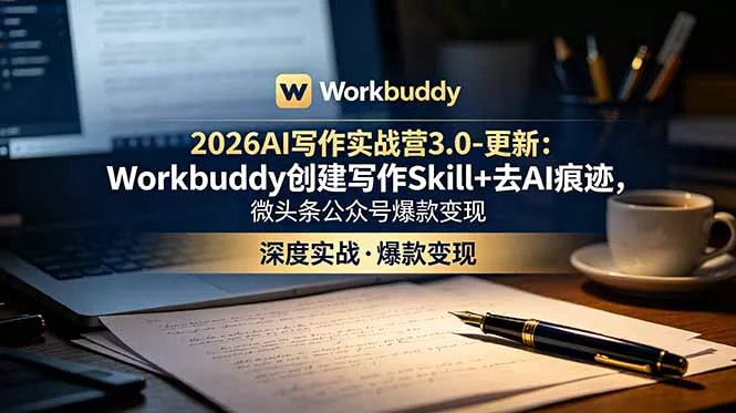2026AI写作实战营3.0-更新：Workbuddy创建写作Skill+去AI痕迹，微头条公众号爆款变现_抖汇吧