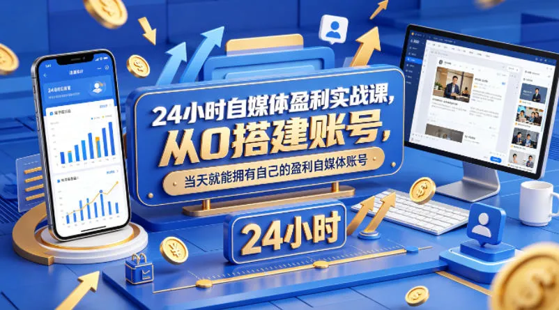 24小时自媒体盈利实战课，从0搭建账号，当天就能拥有自己的盈利自媒体账号_抖汇吧