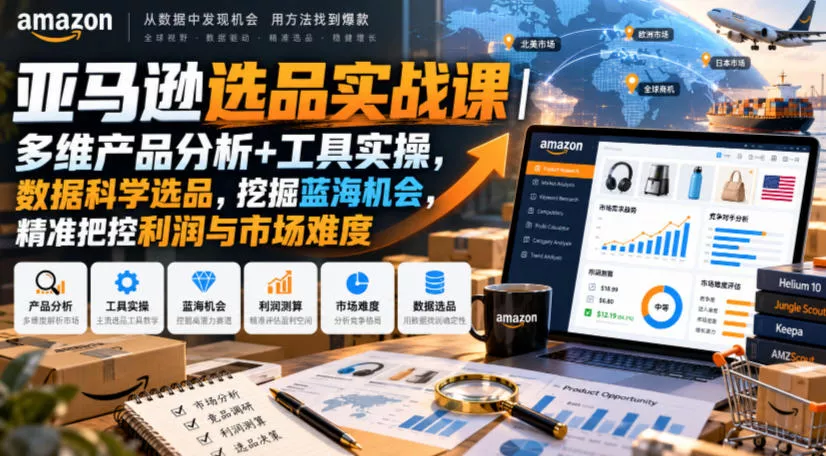 亚马逊选品实战课｜多维产品分析+工具实操，数据科学选品，挖掘蓝海机会，精准把控利润与市场难度_抖汇吧