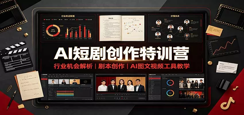 AI短剧创作特训营：行业机会解析，剧本创作，AI图文视频工具教学（文字版）_抖汇吧