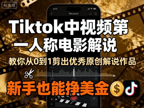 Tiktok中视频第一人称电影解说，教你从0到1剪出一个优秀的原创解说作品，新手也能挣美金_抖汇吧