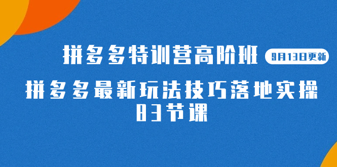 【独家攻略】2023拼多多特训营高阶班，带你玩转拼多多技巧！赶快来学习吧！【9月13日更新】_抖汇吧