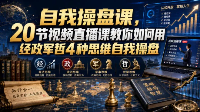 【无水印】自我操盘课，20节视频直播课教你如何用经政军哲4种思维自我操盘（更新0924）_抖汇吧