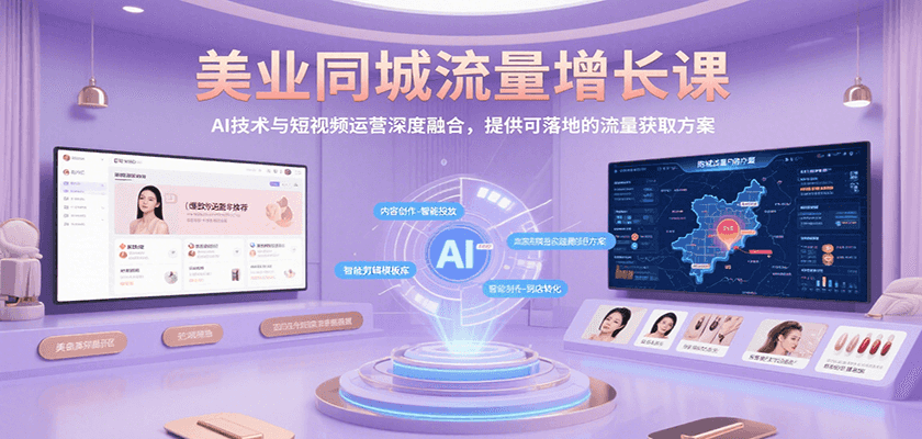 美业同城流量增长课，AI技术与短视频运营深度融合，提供可落地的流量获取方案_抖汇吧