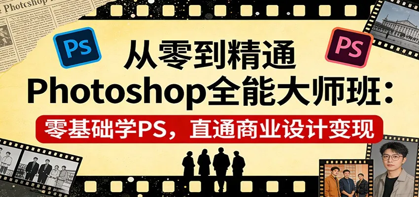 从零到精通Photoshop全能大师班：零基础学PS，直通商业设计变现_抖汇吧