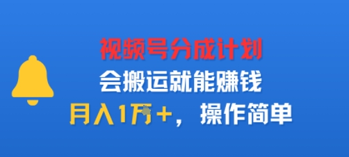 视项号分成计划会搬运就能賺钱，月入1W+，操作简单_抖汇吧