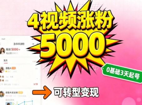 小红书暴力起号方法,四个视频涨粉5000,起号后可转型,操作简单,对小白友好_抖汇吧