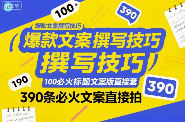 爆款文案撰写技巧，100个必火标题文案模版直接套，390条必火文案直接拍_抖汇吧