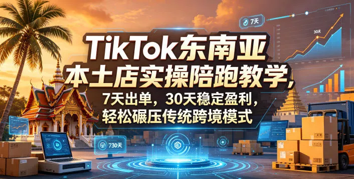 TikTok东南亚本土店实操陪跑教学，7天出单，30天稳定盈利，轻松碾压传统跨境模式(更新0516)_抖汇吧