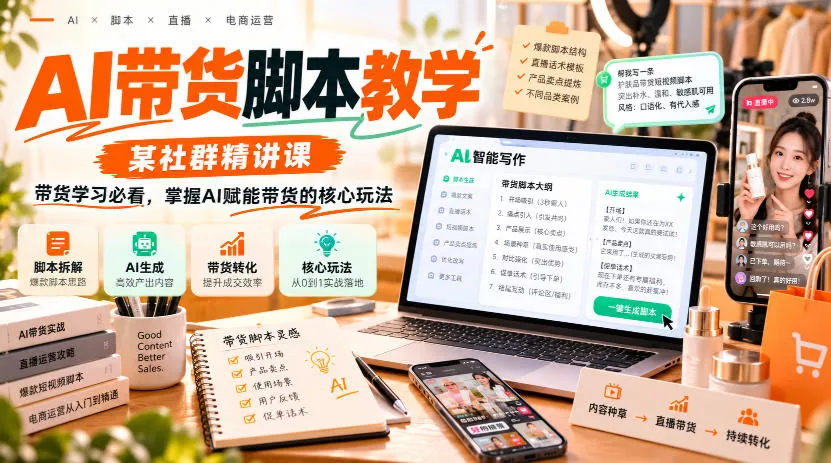 AI带货脚本教学，某社群精讲课，带货学习必看，掌握AI赋能带货的核心玩法_抖汇吧