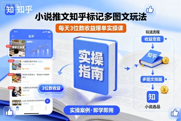 小说推文知乎标记多图文玩法，每天3位数收益爆单实操课_抖汇吧