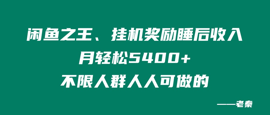 闲鱼之王，挂机奖励睡后收入，月轻松5400+，不限男女人人可做的_抖汇吧