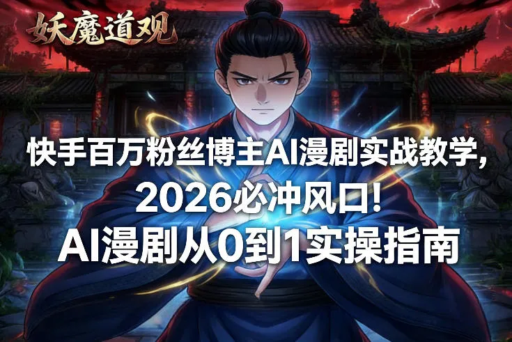 快手百万粉丝博主AI漫剧实战教学，2026必冲风口！AI漫剧从0到1实操指南_抖汇吧