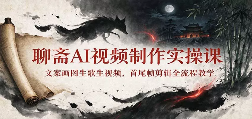 聊斋AI视频制作实操课：文案画图生歌生视频，首尾帧剪辑全流程教学_抖汇吧