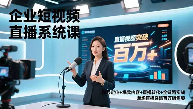 企业短视频直播系统课，账号定位+爆款内容+直播转化+全链路实战，单场直播突破百万销售额_抖汇吧