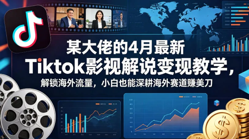 某大佬的4月最新Tiktok影视解说变现教学，解锁海外流量，小白也能深耕海外赛道賺美刀_抖汇吧