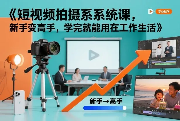 短视频拍摄系统课，新手变高手，学完就能用在工作生活_抖汇吧