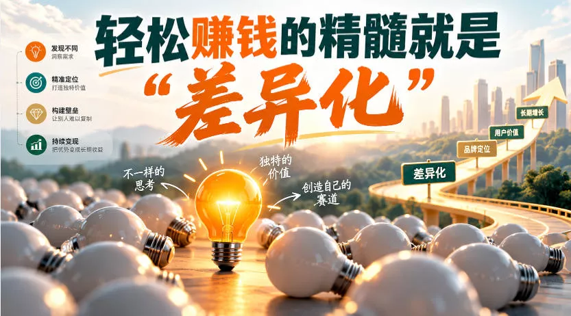 某公众号付费文章：轻松賺钱的精髓就是“差异化”_抖汇吧