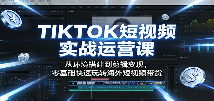 TIKTOK短视频实战运营课:从环境搭建到剪辑变现,零基础快速玩转海外短视频带货_抖汇吧