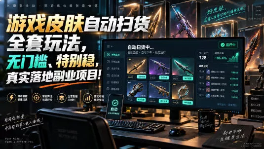 游戏皮肤自动扫货全套玩法，无门槛、特别稳，真实落地副业项目！【揭秘】_抖汇吧