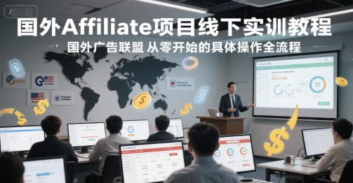 国外Affiliate项目线下实训教程，国外广告联盟从零开始的具体操作全流程_抖汇吧
