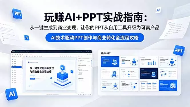 玩赚AI+PPT实战指南-更新5月13：从一键生成到商业变现，让你的PPT从自用工具升级为可卖产品_抖汇吧