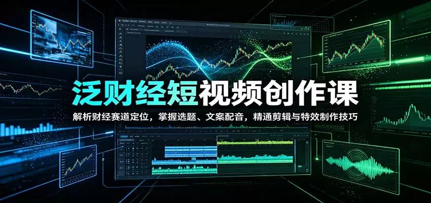泛财经短视频创作课：解析财经赛道定位，掌握选题、文案配音，精通剪辑与特效制作技巧_抖汇吧